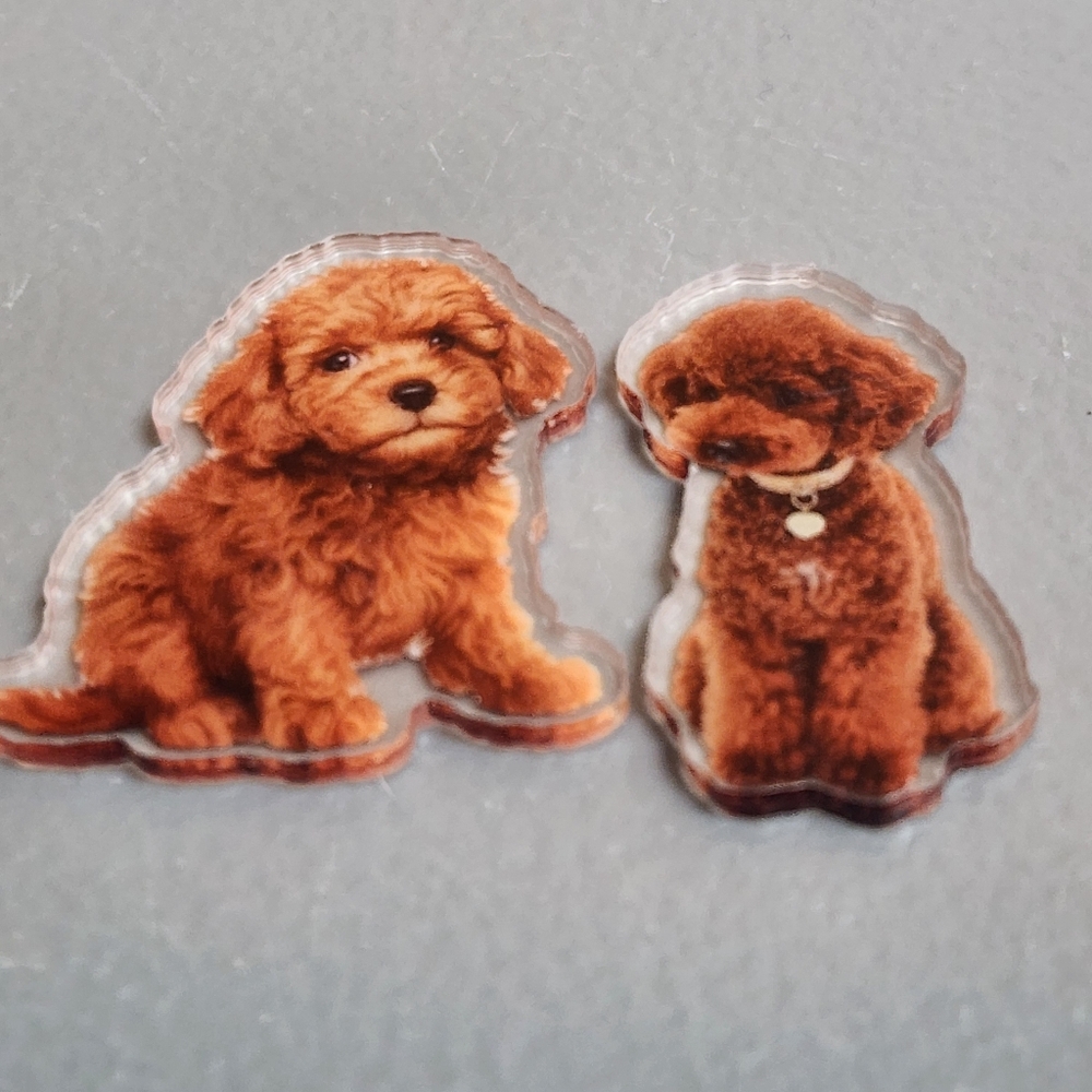 Dog Flatback Acrylic Poodle‎ Doodle Cavapoo Crafts Keychain Pin Magnet Bag Clip